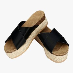 Women's Size 9/9.5 Espadrille Leather Wedge Sandals